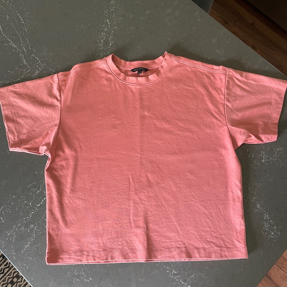 Banana Republic Sateen Cropped Boxy Crewneck T-Shirt